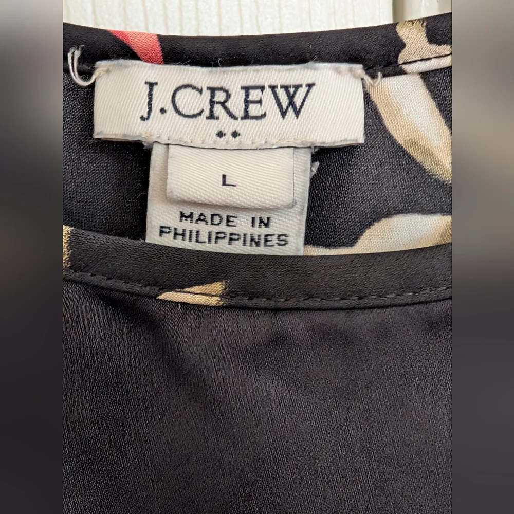 J. Crew Black Floral Kalalau Orchid Slip Midi Dress - Side Slits Size Large - Picture 2 of 9